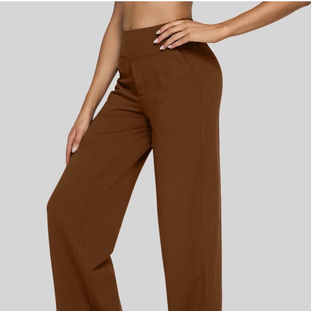 G4Free Womens EverGoing Brown Wide Leg Cropped Yoga Pants High Rise Sz XL 12-14